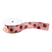Strawberry Icon Pattern Satin Ribbon Satijnen Lint (Spoel)