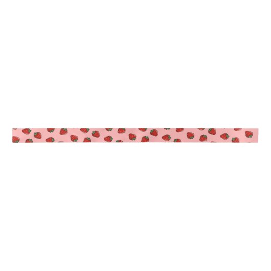 Strawberry Icon Pattern Satin Ribbon Satijnen Lint (Voorkant)