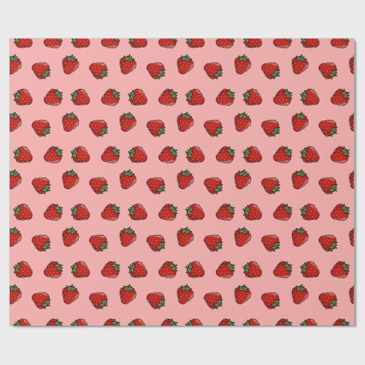 Strawberry Icon Pattern Wrapping Paper Cadeaupapier (Vlak)