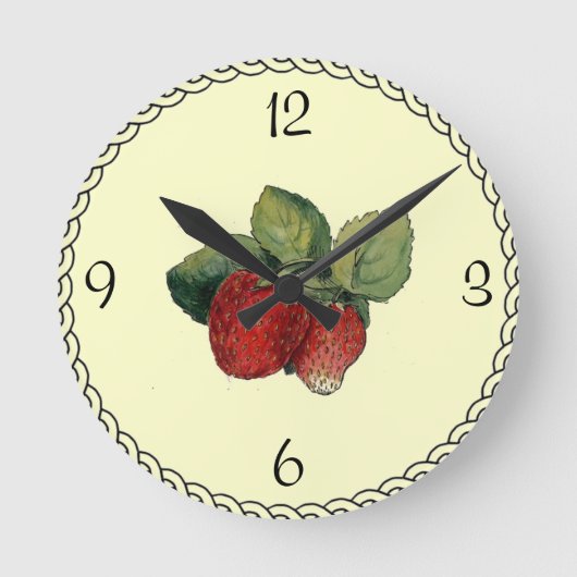  Strawberry Illustration Wall Clock Ronde Klok (Voorkant)