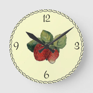  Strawberry Illustration Wall Clock Ronde Klok