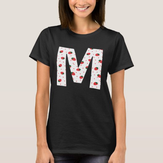 Strawberry Initial Monogram Letter M Girl T-shirt (Voorkant)