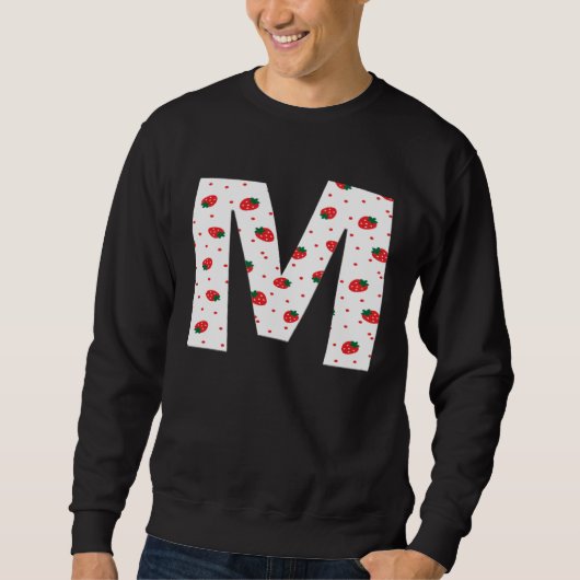 Strawberry Initial Monogram Letter M Girl Trui (Voorkant)