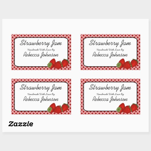 Strawberry Jam Aangepaste tekst Jar Label (Vel)
