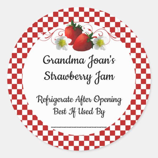 Strawberry Jam Custom Product Canning Jar Sticker (Voorkant)