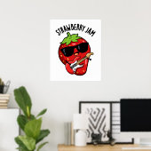 Strawberry Jam Funny Fruit Pun Poster (Thuiskantoor)