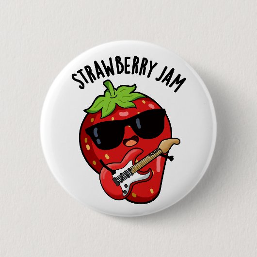 Strawberry Jam Funny Fruit Pun Ronde Button 5,7 Cm (Voorkant)