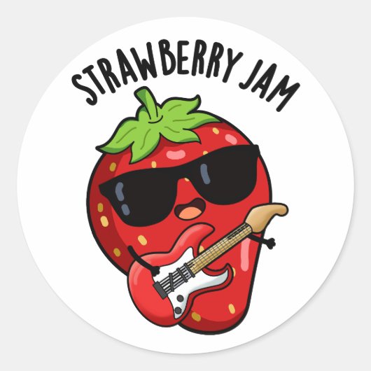 Strawberry Jam Funny Fruit Pun Ronde Sticker (Voorkant)