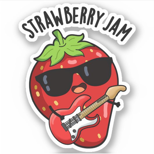 Strawberry Jam Funny Fruit Pun Sticker (Voorkant)