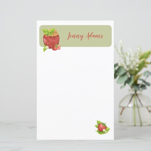 Strawberry Jam Gepersonaliseerd Briefpapier (Staand voorkant)