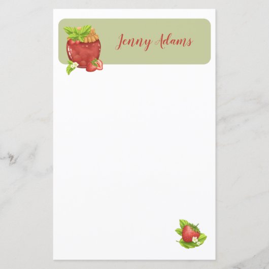 Strawberry Jam Gepersonaliseerd Briefpapier (Voorkant)