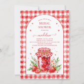 Strawberry Jam Gingham Bruids Douche Uitnodiging (Voorkant)