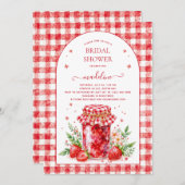 Strawberry Jam Gingham Bruids Douche Uitnodiging (Voorkant / Achterkant)