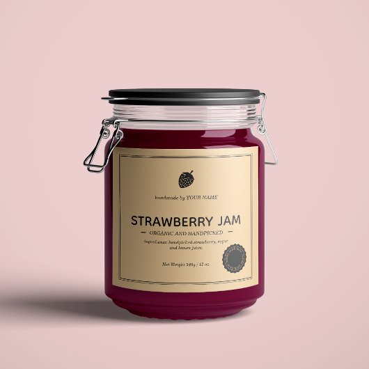 Strawberry Jam Jar Label Packaging Design Sparkling Wijnetiket