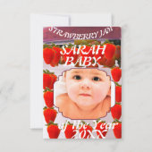 Strawberry Jam jar with baby photo design Aankondiging (Voorkant)