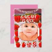 Strawberry Jam jar with baby photo design Aankondiging (Voorkant / Achterkant)