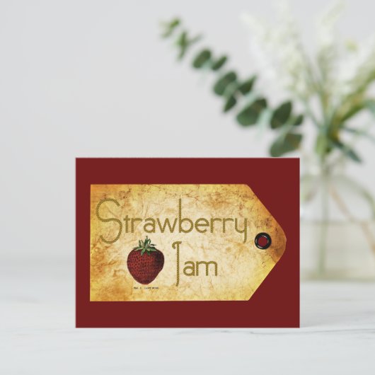 Strawberry Jam Label Briefkaart (Staand voorkant)