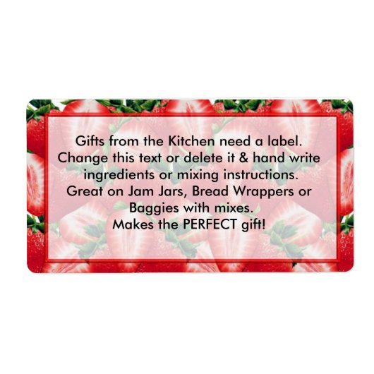 STRAWBERRY Jam Labels Kitchen Gift-labels (Voorkant)