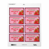 Strawberry Jam of PReserves Home Canning Jar Etiket (Full Sheet)