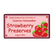 Strawberry Jam of PReserves Home Canning Jar Etiket (Voorkant)