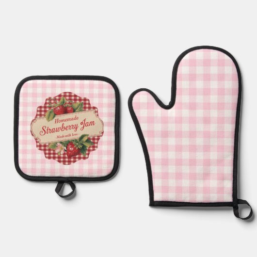 Strawberry Jam Ovenwant & Pannenlap Set (Voorkant)
