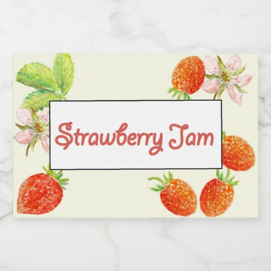 Strawberry Jam PReserves Canning Label Voedselcontainer Etiket (Enkel label)