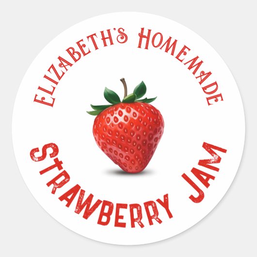Strawberry Jam Ronde Sticker (Voorkant)