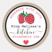 Strawberry Jam rustieke kraft uit de keuken van Ronde Sticker (Voorkant)