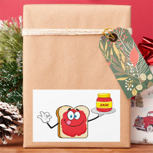 Strawberry Jam Toast Cartoon Karakter Rechthoekige Sticker