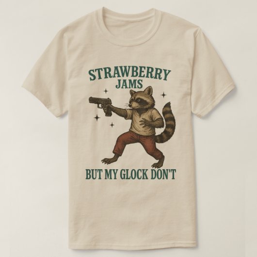 Strawberry Jams But My Glock Don't Raccoon Funny T-shirt (Design voorkant)