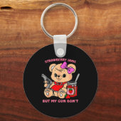 Strawberry Jams But My Gun Don't Funny Teddy Bear  Sleutelhanger (Voorkant)