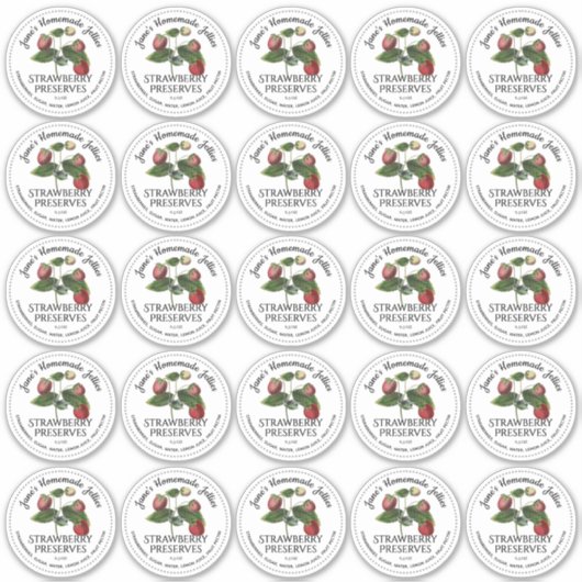 Strawberry Jelly 2,5-inch Mouth Mason Jar-deksel Sticker (Voorkant)