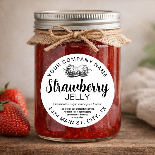 Strawberry Jelly Jam Homemade label STRAW04rd