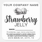 Strawberry Jelly Jam Homemade label STRAW04sqB (Voorkant)
