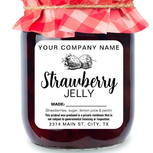 Strawberry Jelly Jam Homemade label STRAW04sqB
