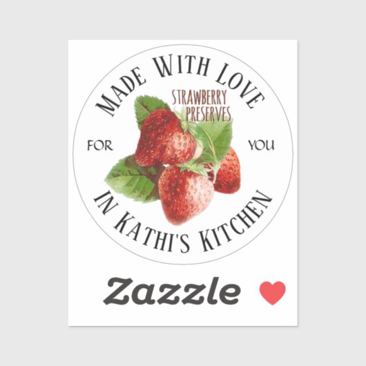 Strawberry Jelly Jam Jar Label Gemaakt met Love Gi (Vel)
