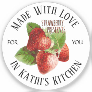 Strawberry Jelly Jam Jar Label Gemaakt met Love Gi
