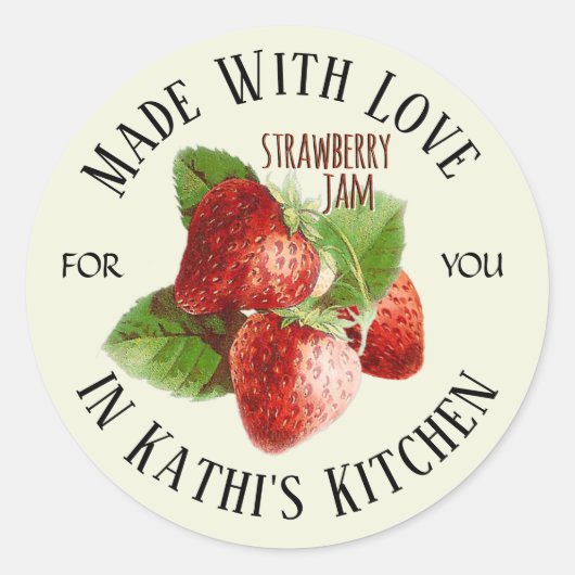 Strawberry Jelly Jam Label Made with Love (Voorkant)