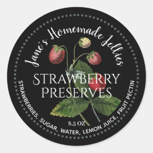 Strawberry Jelly Label  Illustration Black