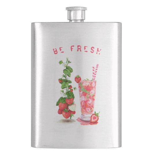 Strawberry Juice Cool Drink Summer Fruits Flask Flacon (Voorkant)