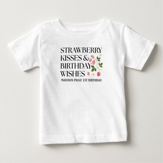 Strawberry Kisses Birthday Wishes T-Shirt (Voorkant)