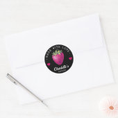 Strawberry Kitchen Home gemaakt met Love Black Ronde Sticker (Envelop)
