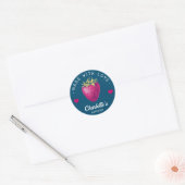 Strawberry Kitchen Home gemaakt met Love Blue Gree Ronde Sticker (Envelop)