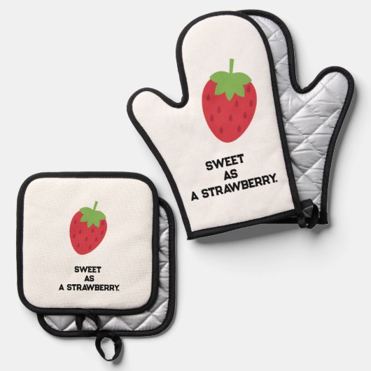 Strawberry Kitchen Set Oven Mitts and Pot Holders (Voorkant / Achterkant)