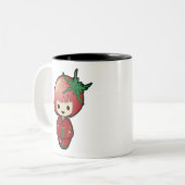 Strawberry Kokeshi Doll Two-Tone Mok (Voorkant links)