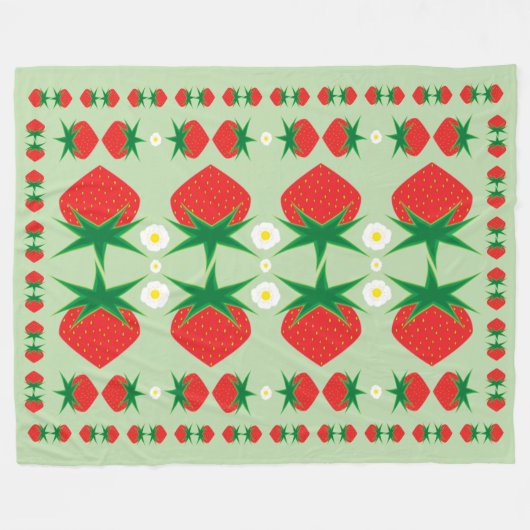 Strawberry Large Fleece Blanket (Voorkant (Horizontaal))