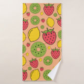 Strawberry, lemon and kiwi fruits wallpaper backgr badhanddoek (Badhanddoek)