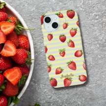 Strawberry Lemon Stripes personaliseren iPhone Cas