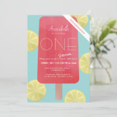 Strawberry Lemonade Popsicle Virtual 1st Birthday Kaart (Staand voorkant)