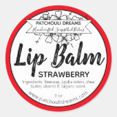  Strawberry Lip Balm Label Handgemaakt (Voorkant)